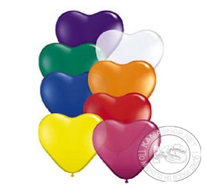 Балони с форма на сърце (10 бр в опаковка - разноцветни)