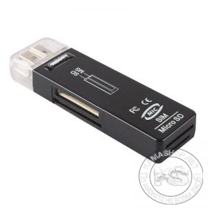 Преход-четец за SIM карти и памет micro SD/SDHC/MS PRO DUO -> USB 2.0 (черен)