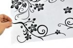 Стикер за стена от PVC фолио - модел "Черни цветя с пеперуди"
