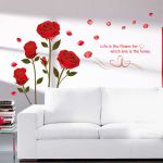 Стикер за стена от PVC фолио - модел "Червена роза" (вариант #2)