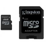 Карта памет Kingston micro SD SDHC TF Class 4 с преходник (2 GB)