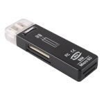 Преход-четец за SIM карти и памет micro SD/SDHC/MS PRO DUO -> USB 2.0 (черен)